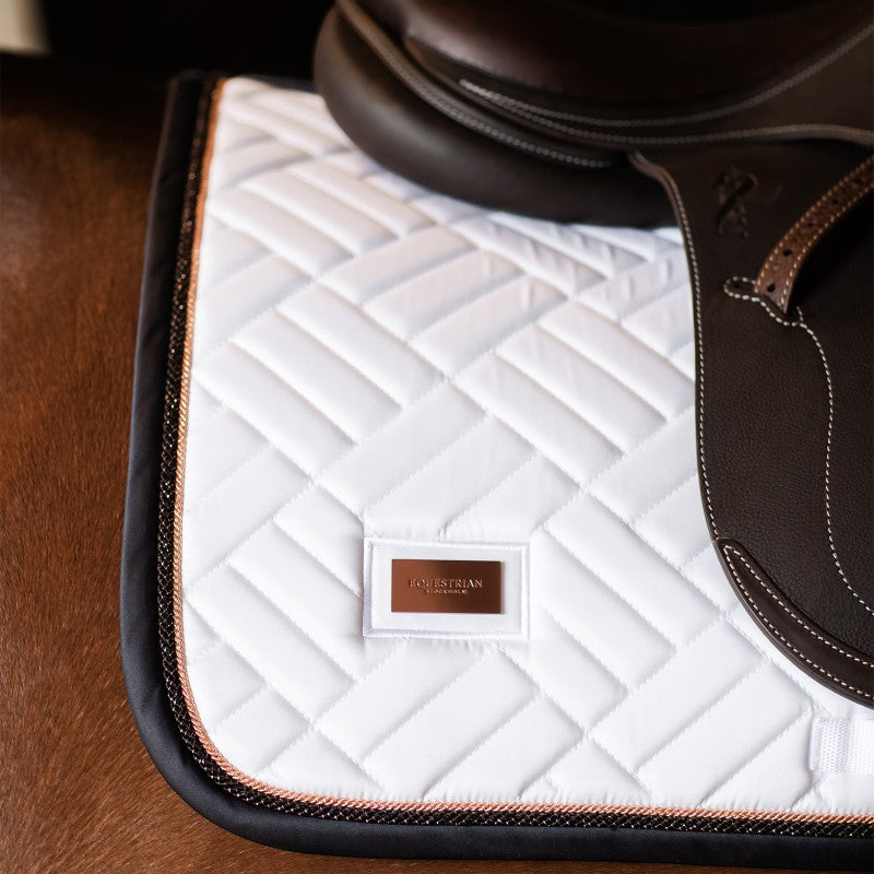 Equestrian Stockholm - Tapis de selle Modern Dark Ocean blanc/ marine