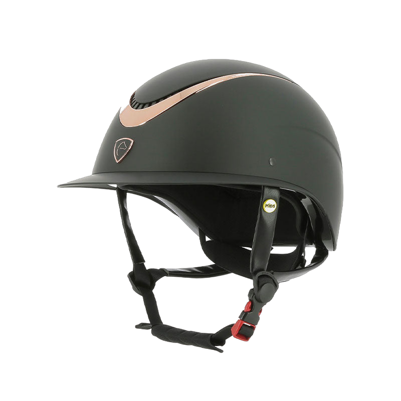 Equithème - Casque d'équitation Wings rose gold et noir | - Ohlala