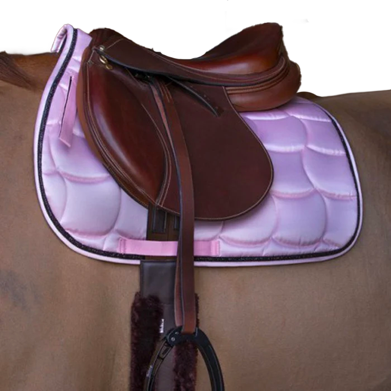 Equithème - Tapis de selle Satin rose clair | - Ohlala