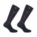 Equithème - Chaussettes d'équitation Jump marine/ orange (x1) | - Ohlala