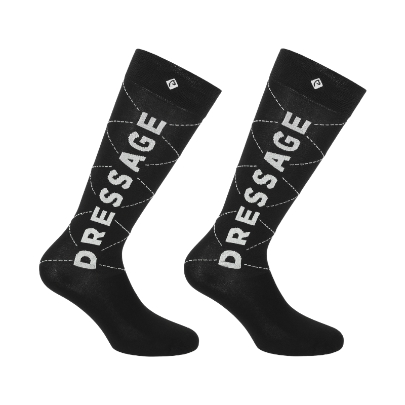 Equithème - Chaussettes d'équitation Serpentine dressage noir (x1)