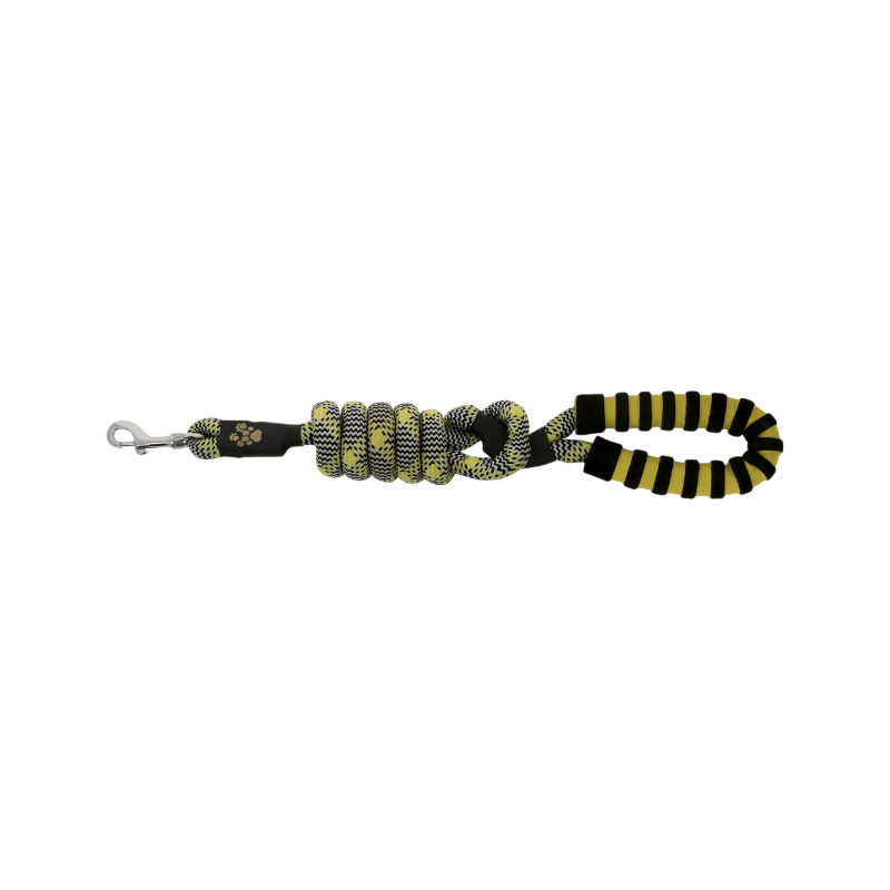 Equithème - Laisse pour chien avec poignée Haspen noir/ jaune