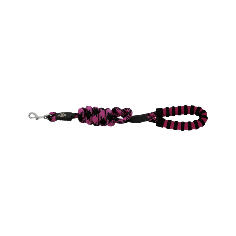 Equithème - Laisse pour chien avec poignée Haspen noir/ rose