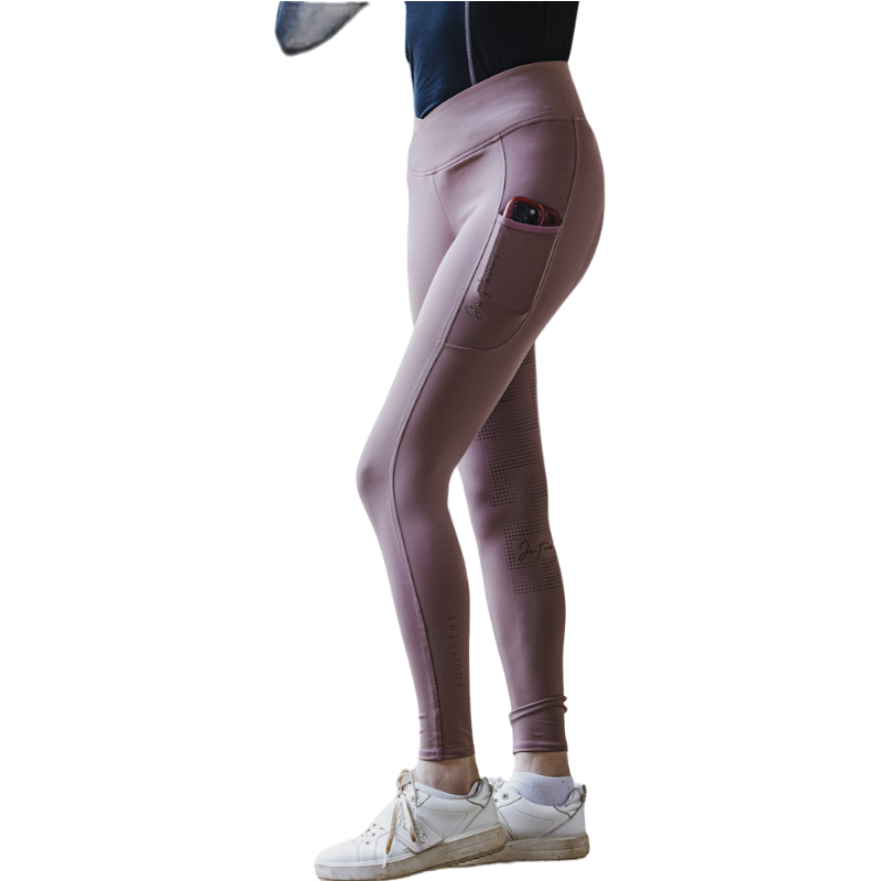 Equithème - Legging Je t'aime femme Flora vieux rose