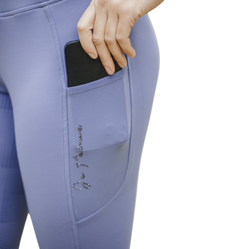 Equithème - Legging d'équitation femme Flora Je t'aime violet