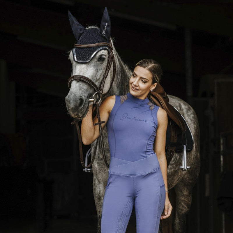 Equithème - Legging d'équitation femme Flora Je t'aime violet