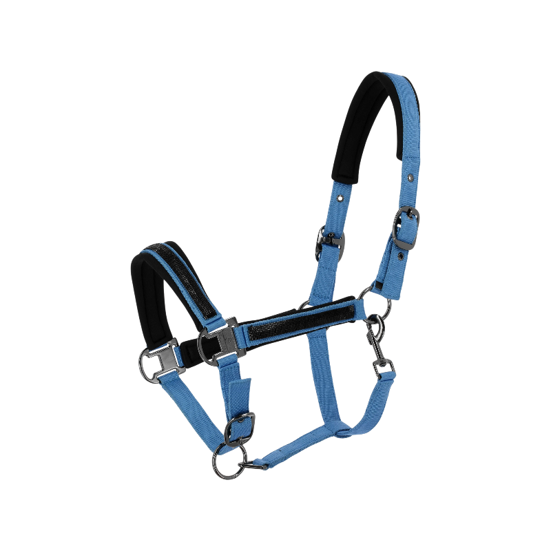 Equithème - Licol nylon Strass bleu ciel