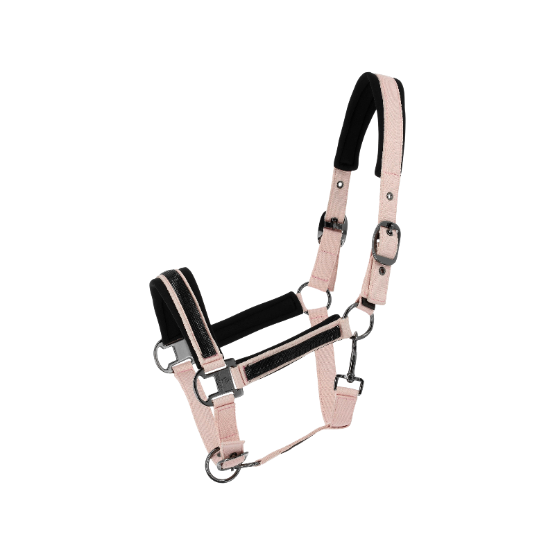 Equithème - Nylon halster Strass roze