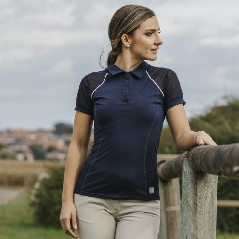 Equithème - Polo manches courtes femme Agathe marine