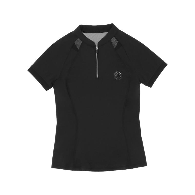 Equithème - Polo manches courtes femme Alice Je t'aime noir
