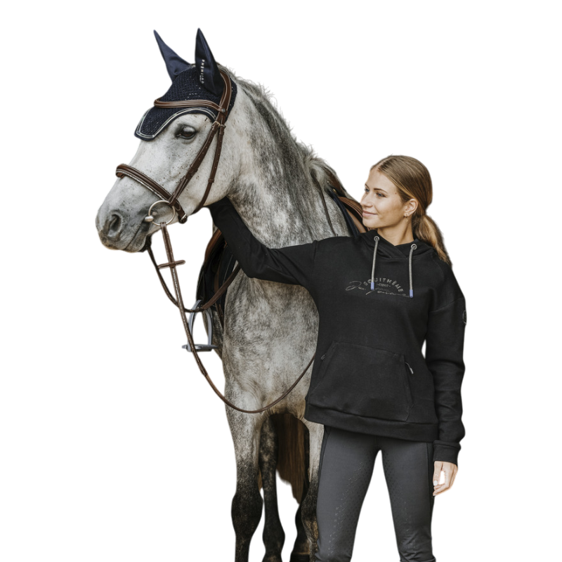 Equithème - Sweat femme Selena Je t'aime noir
