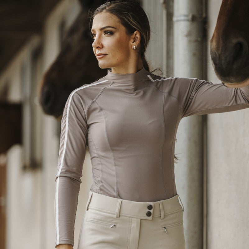 Equithème - T-shirt manches longues femme Melodie taupe