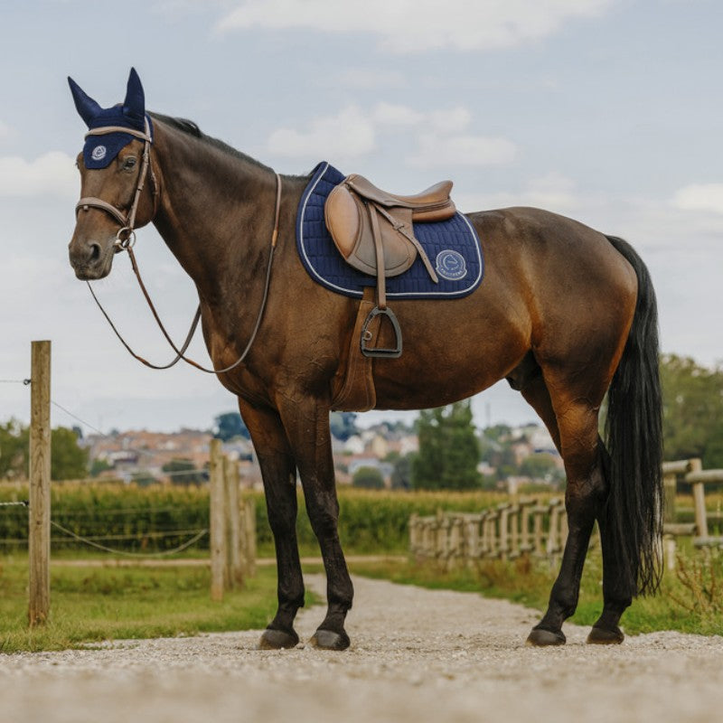 Equithème - Tapis de selle Compet Je t'aime marine