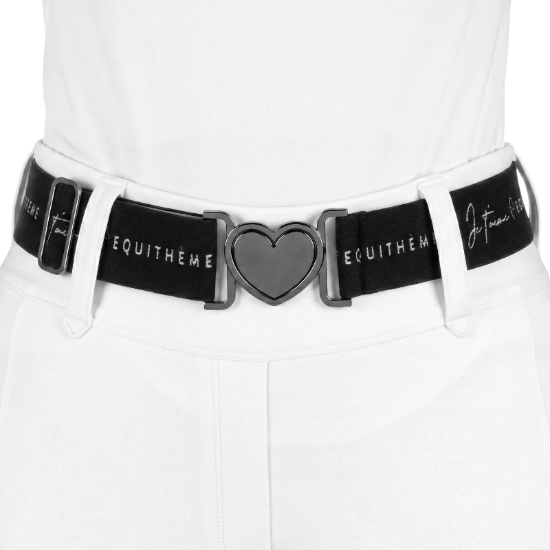 Equithème - Ceinture élastique EK-Coeur Je T'aime noir