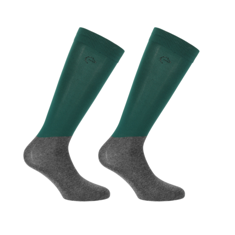 Equithème - Chaussette d'équitation Compet Je t'aime vert foncé x2