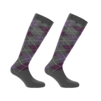 Equithème - Chaussettes d'équitation Argyle mauve/ prune