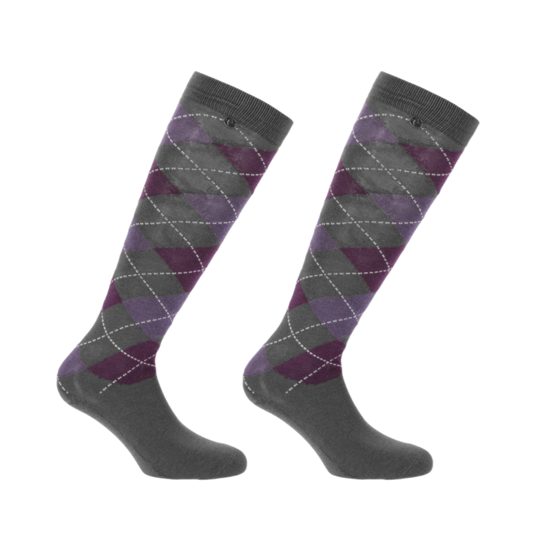 Equithème - Chaussettes d'équitation Argyle mauve/ prune