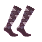 Equithème - Chaussettes d'équitation Argyle prune/ lilas