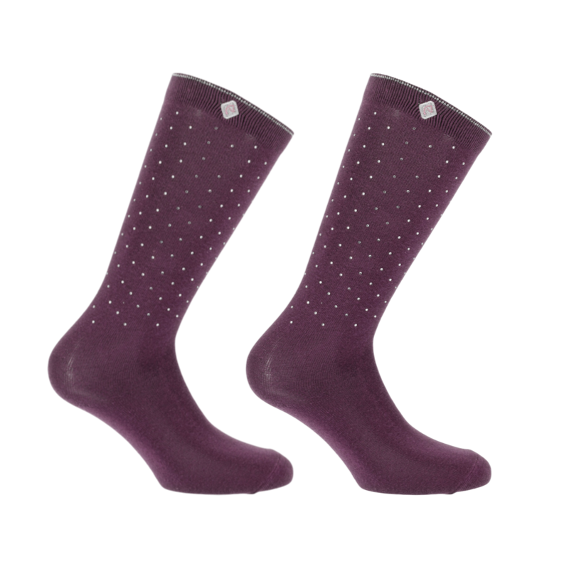 Equithème - Chaussettes d'équitation Kamilia Je T'aime prune