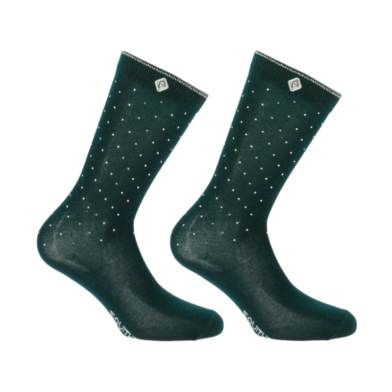Equithème - Chaussettes d'équitation Kamilia Je T'aime vert foncé