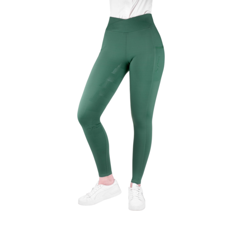 Equithème - Legging d'équitation femme Flora Je t'aime bleu canard