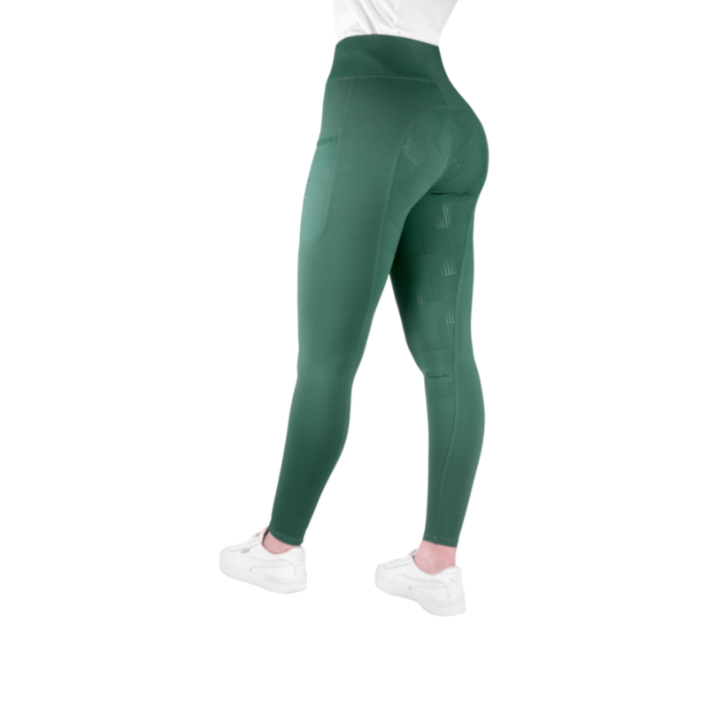 Equithème - Legging d'équitation femme Flora Je t'aime bleu canard