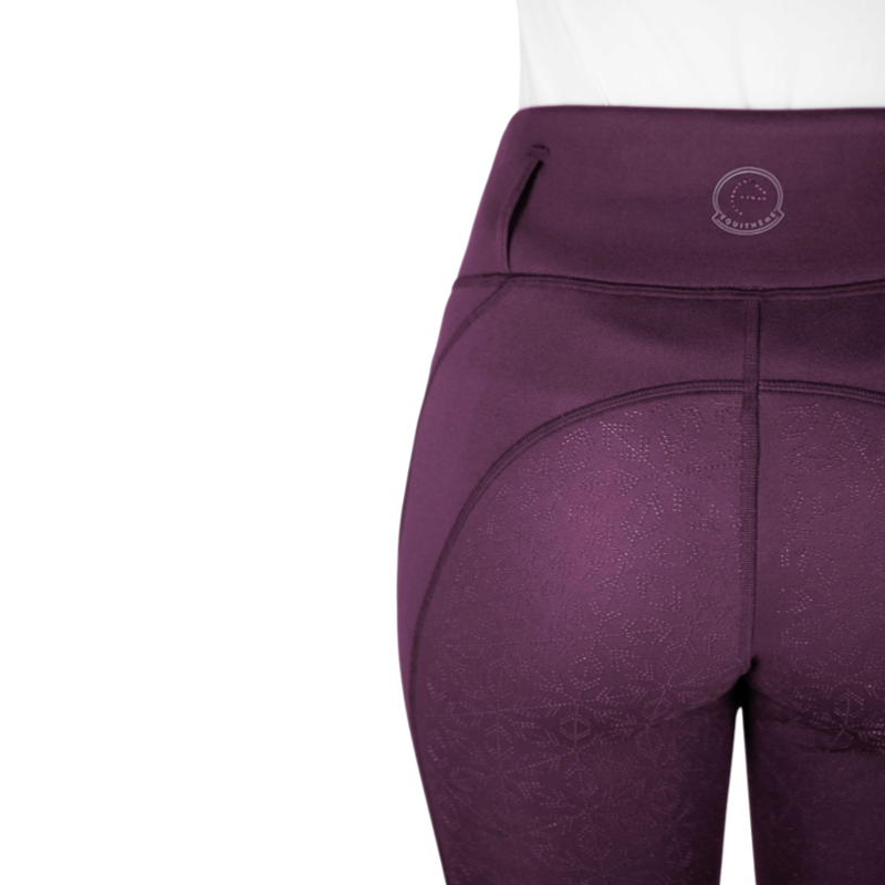 Equithème - Legging d'équitation polaire femme Neva Je t'aime prune