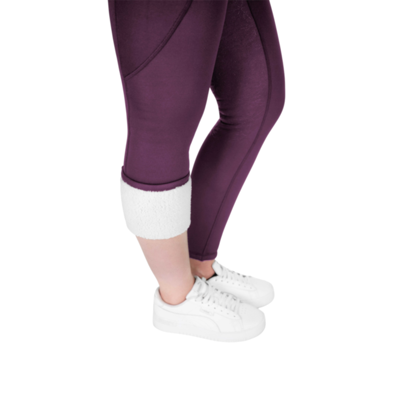 Equithème - Legging d'équitation polaire femme Neva Je t'aime prune