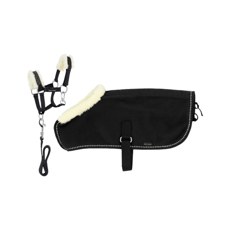Equithème - Set licol + couverture pour mini poney noir glitter