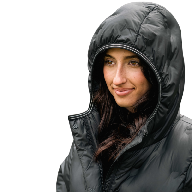 Equithème - Veste matelassée longue manches longues femme Je T'aime EQ-Doris noir