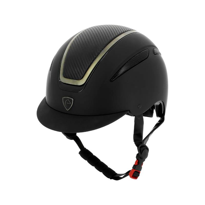 Equithème - Casque d'équitation Agris noir chrome carbone | - Ohlala