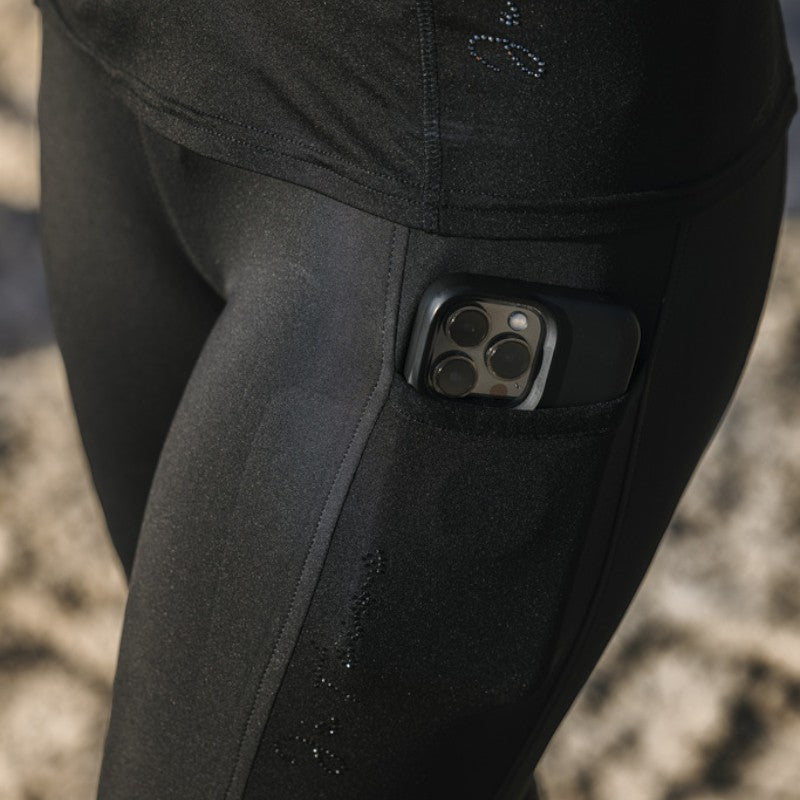 Equithème - Legging d'équitation femme pull-on Flora édition "Je t'aime" noir | - Ohlala