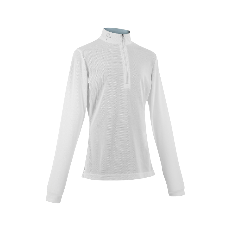 Equithème - Polo de concours manches longues mesh enfant Buffy blanc | - Ohlala