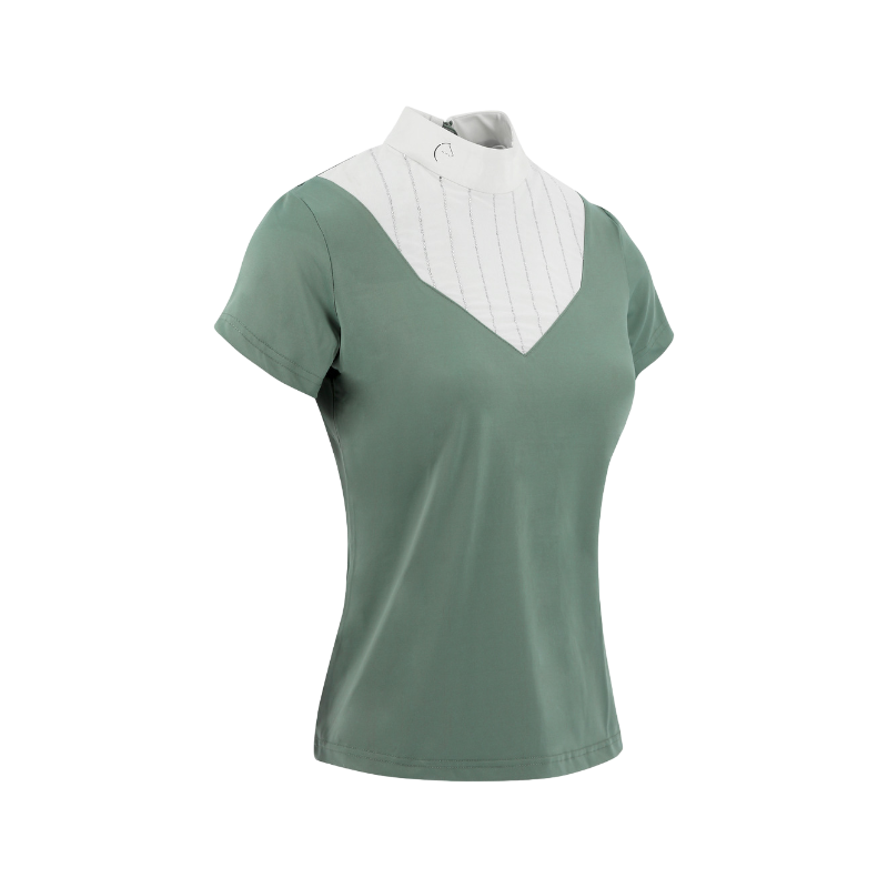 Equithème - Polo de concours manches courtes femme Funza vert sauge | - Ohlala