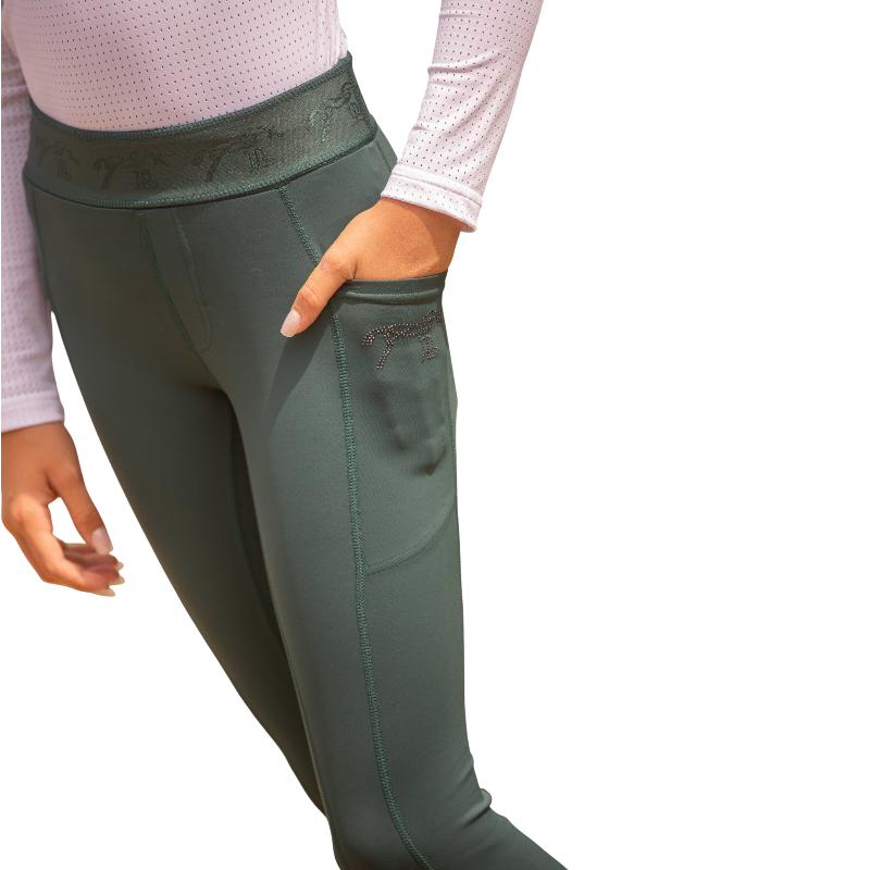 Eden by Pénélope - Legging d'équitation fille Delphe pull-on vert foncé
