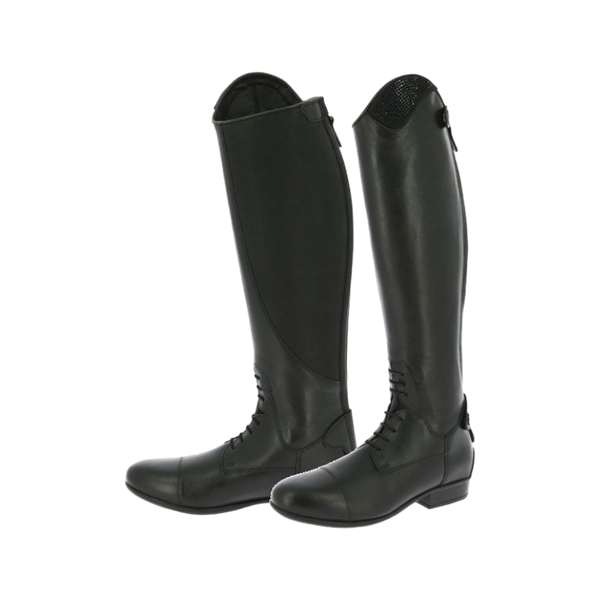 Bottes D'équitation Rétro En Cuir PU Pour Femme Avec Fermeture éclair Arrière, Bottes D'équitation De Grande Taille à Lacets Pour Courses De Chevaux, Noir, 42 EU