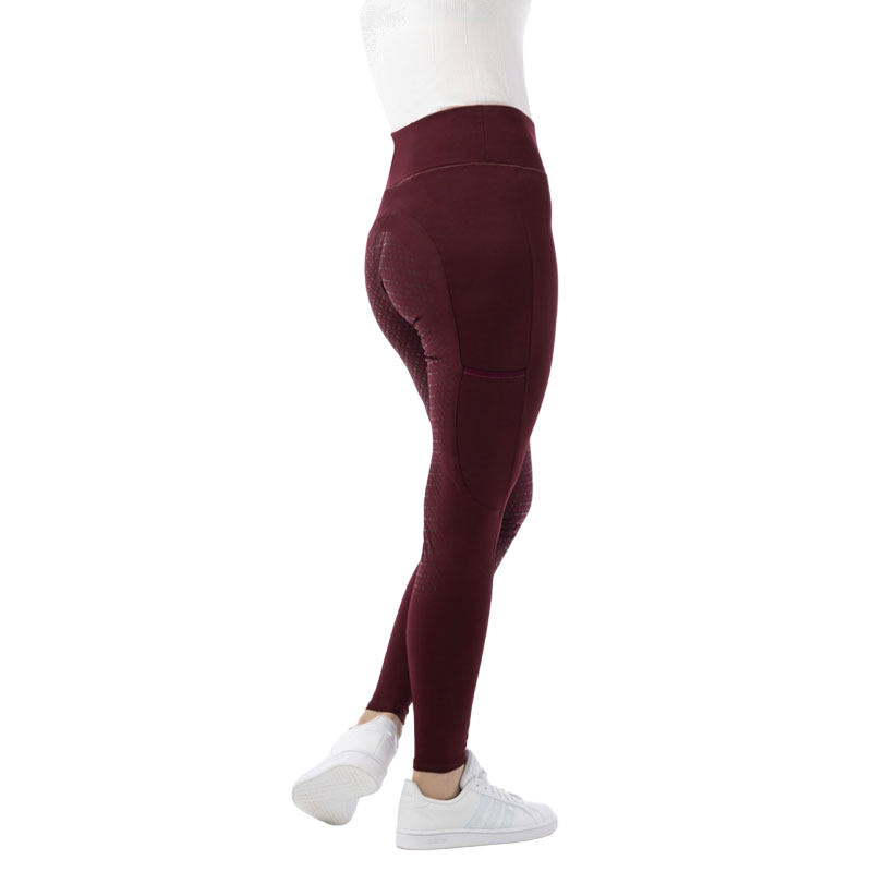 Equithème - Legging d'équitation full grip enfant Lyly rouge/ rose | - Ohlala