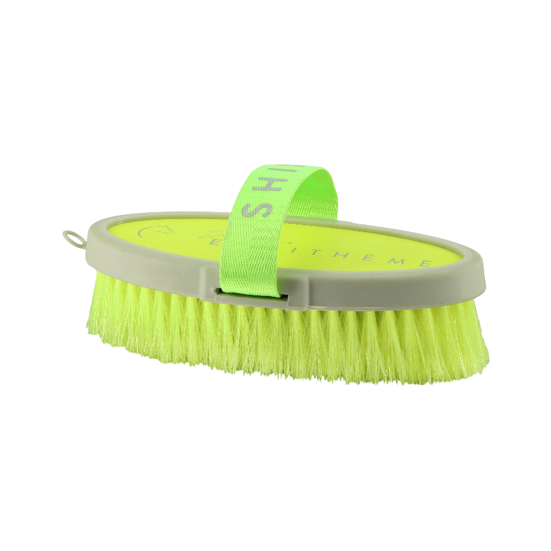 Equithème - Brosse douce Je t'aime jaune fluo
