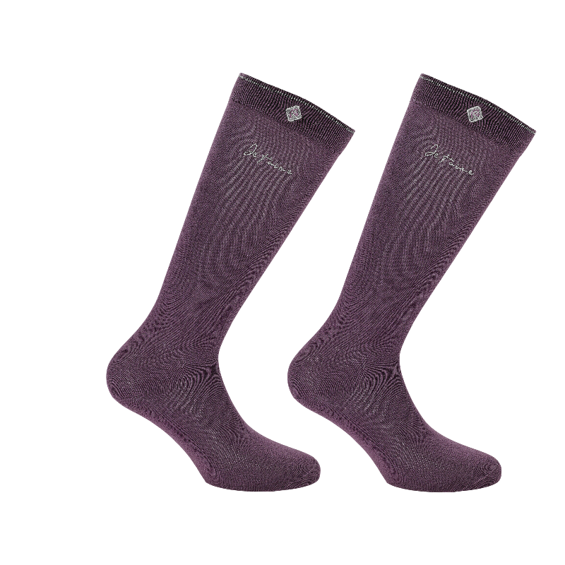 Equithème - Chaussette d'équitation Je t'aime violet | - Ohlala