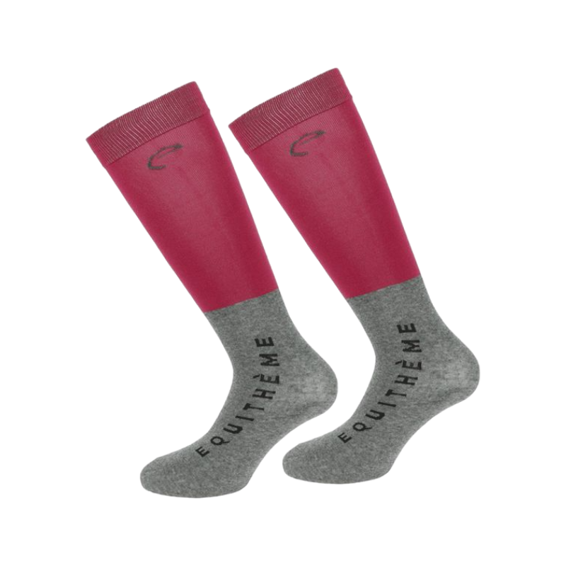 Equithème - Chaussettes d'équitation Compet bordeaux (x2) | - Ohlala