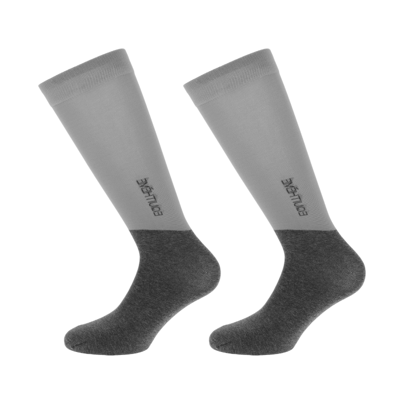 Equithème - Chaussettes d'équitation Compet gris clair/ anthracite (x1)