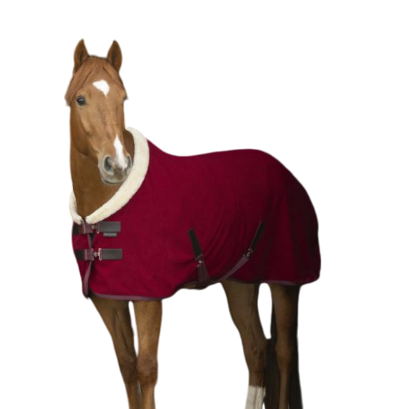 Equithème - Chemise polaire Teddy bordeaux/ écru