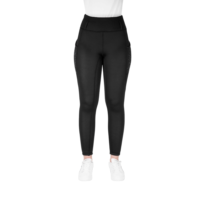 Equithème - Legging d'équitation polaire femme Neva Je t'aime noir | - Ohlala