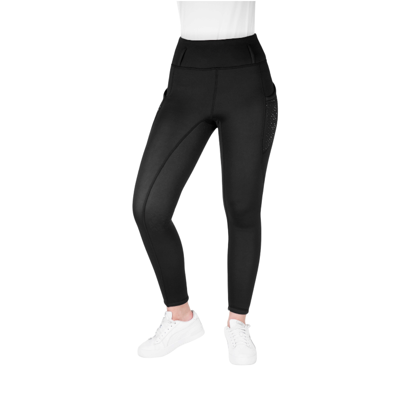 Equithème - Legging d'équitation polaire femme Neva Je t'aime noir | - Ohlala