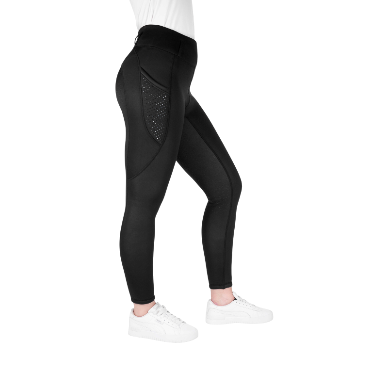 Equithème - Legging d'équitation polaire enfant Neva Je t'aime noir | - Ohlala