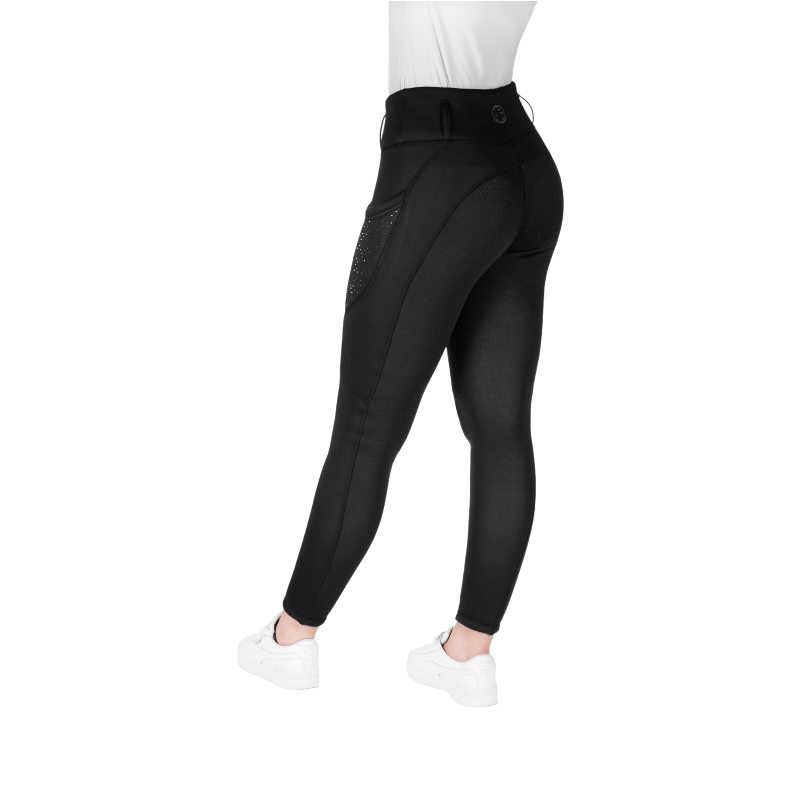 Equithème - Legging d'équitation polaire femme Neva Je t'aime noir | - Ohlala