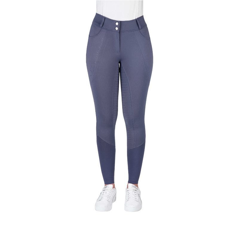 Equithème - Pantalon d'équitation enfant Elsa Je t'aime bleu/ gris | - Ohlala