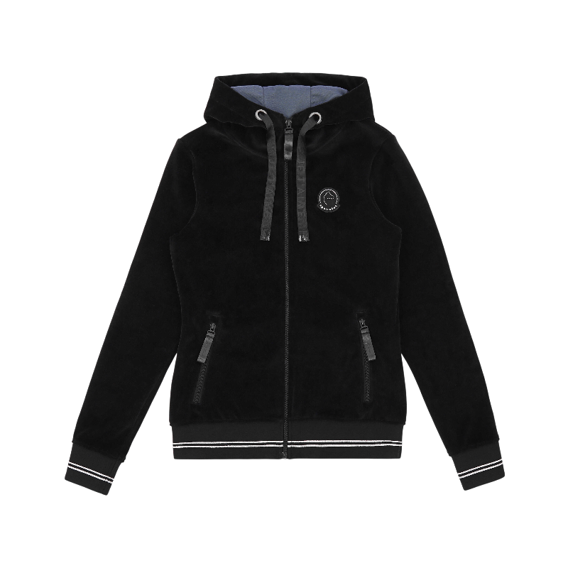 Equithème - Sweat zippé manches longues enfant Je t'aime Coline noir
