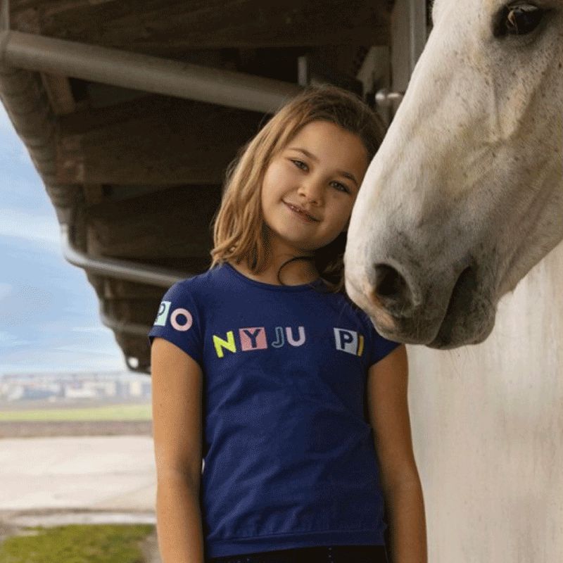 Equithème - T-shirt manches courtes enfant Icance marine | - Ohlala