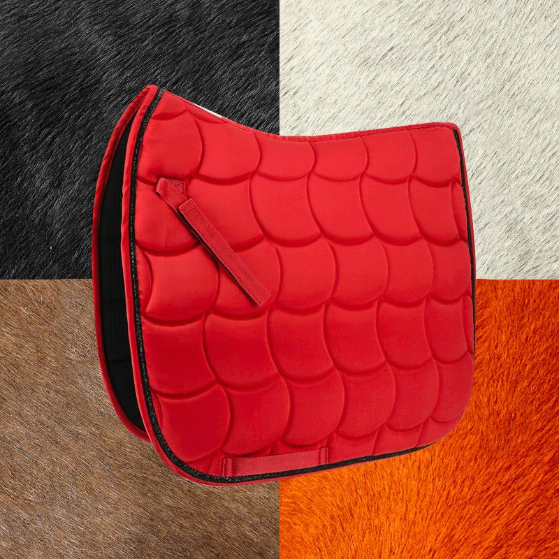 Equithème - Tapis de dressage Satin rouge | - Ohlala